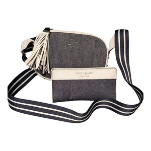 Kate Spade NEW Cameron Denim Colorblock Crossbody camera & Large Slim Wallet Set